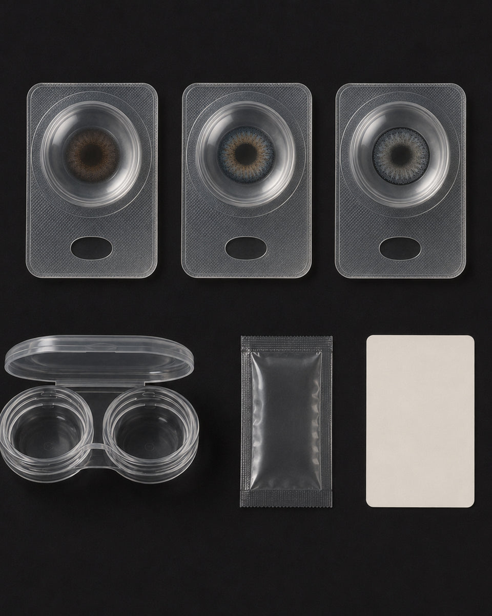 The Mix set: three sealed lens blisters, solution sachet, lens case and insertion card