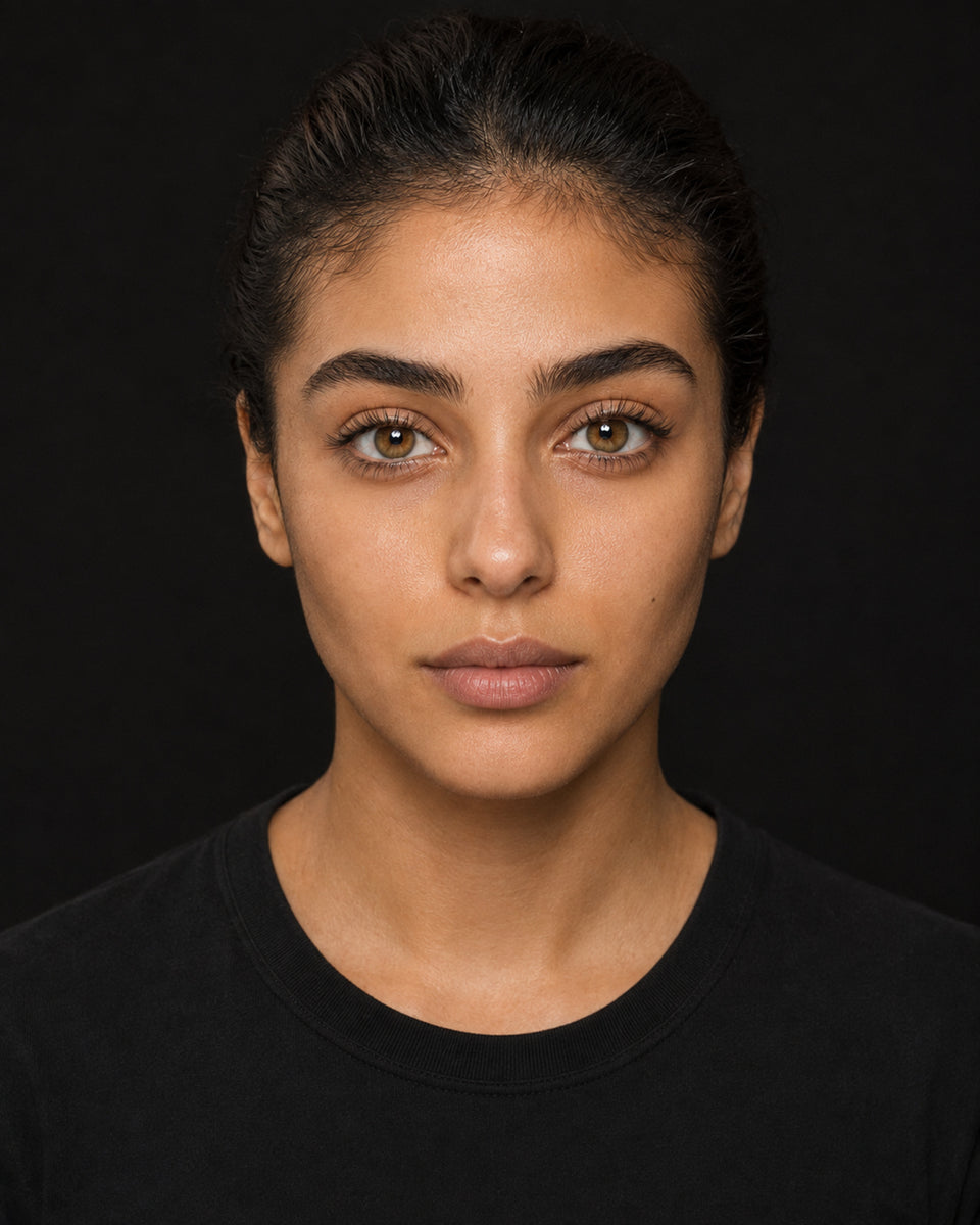 Bella Cova worn, studio portrait