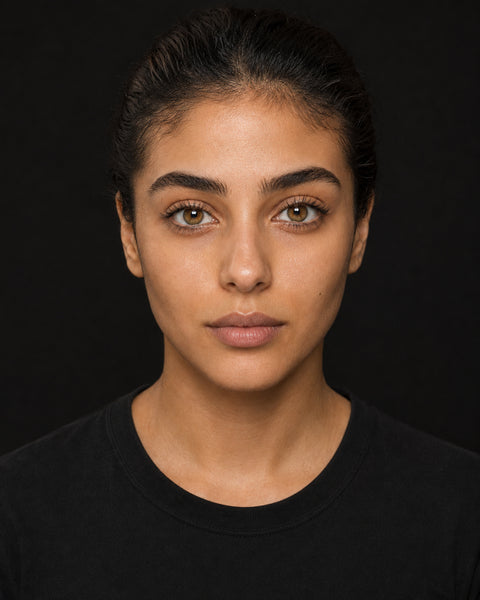 Bella Cova worn, studio portrait