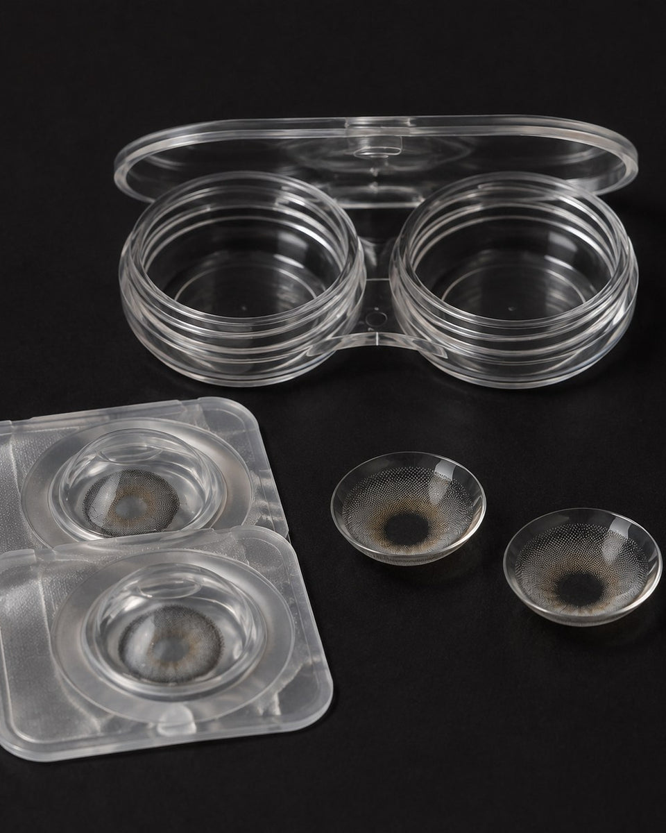 Desio Precious Grey coloured contact lens and packaging