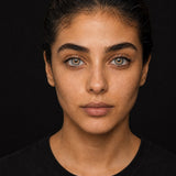 Fresh Lady Lolite coloured contact lens worn by a model, studio light