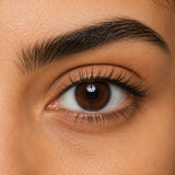 Fresh Lady Sepia coloured contact lens shown on a dark brown eye